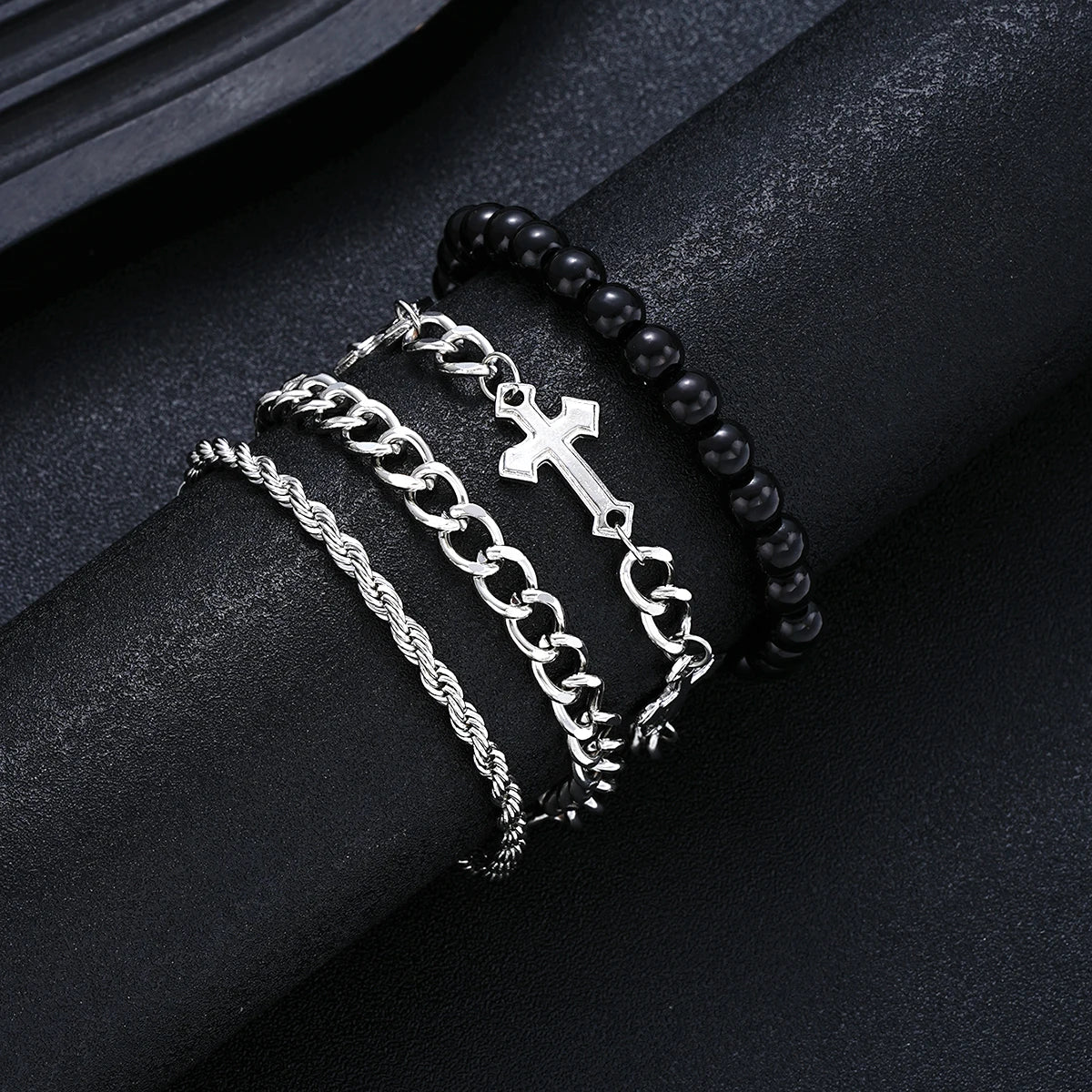 Conjunto de Pulseiras de Aço Inoxidável Unissex - Estilo Punk