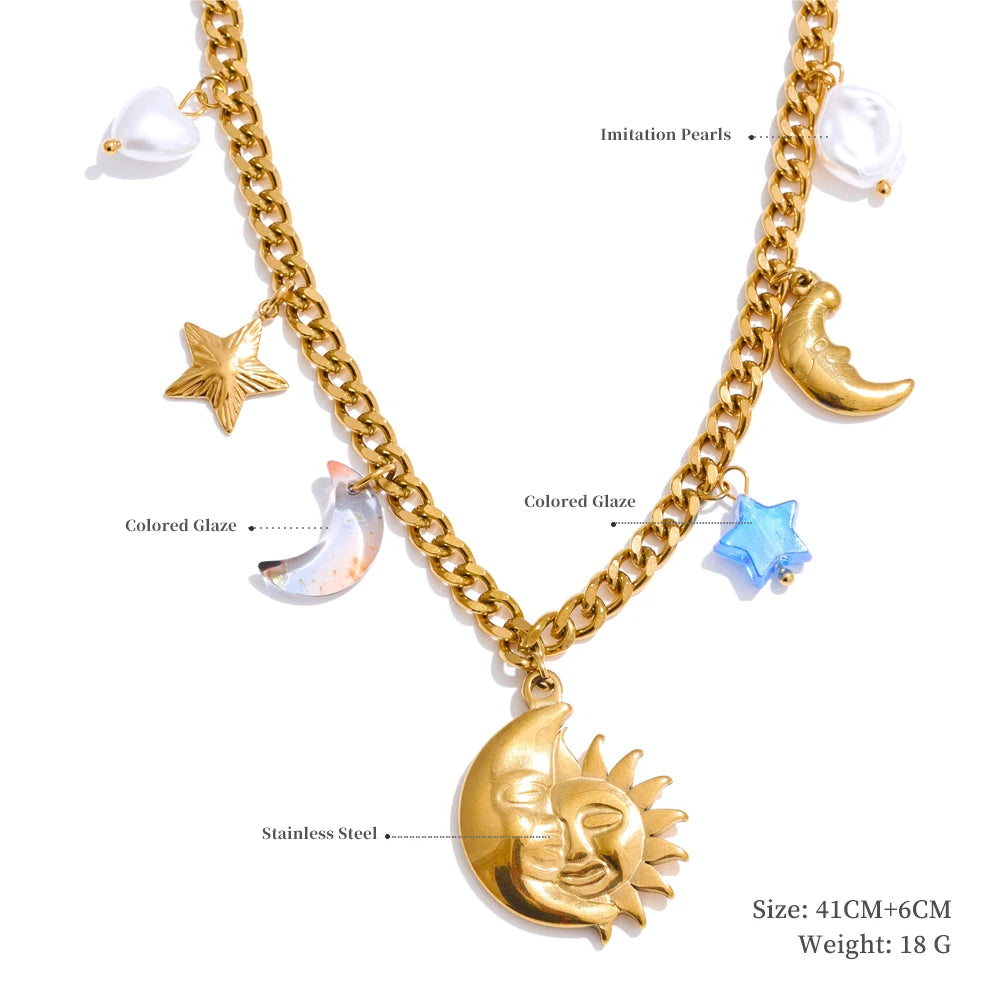 Yhpup na moda sol oceano charme pingente jóias artesanais ouro à prova dwaterproof água pvd banhado a aço inoxidável jóias de verão 2025 atacado