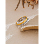 Anel Geométrico Bicolor de Aço inoxidável, Anel de Aço inox, Anel Feminino, Anel de Aço Inox, Anel Bicolor, Anel Duas Cores Aço Inoxidável, Loja Acessora 