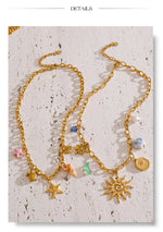 Yhpup na moda sol oceano charme pingente jóias artesanais ouro à prova dwaterproof água pvd banhado a aço inoxidável jóias de verão 2025 atacado