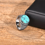 Anel Sinete Letapi com Pedra Semipreciosa e Aço Inoxidável