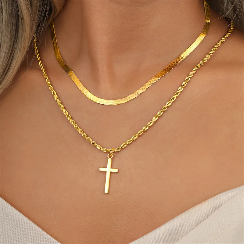 2024 nova cruz pingente colar para homens mulheres minimalista cor de ouro jóias masculino feminino colares gargantilhas presentes