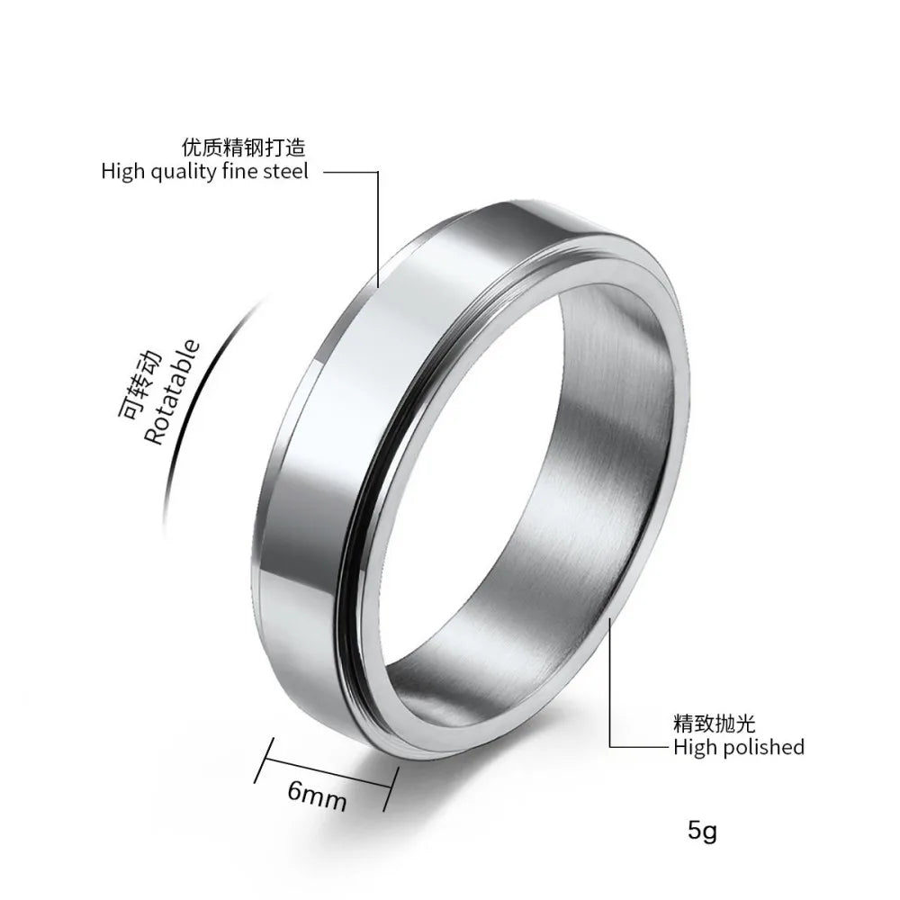 Anel Spinner de Aço Inoxidável Unissex, Anel de Aço Inoxidável, Anel de Aço Inox, Anel Prata, Anel Dourado, Anel Masculino, Anel Feminino, Loja Acessora 