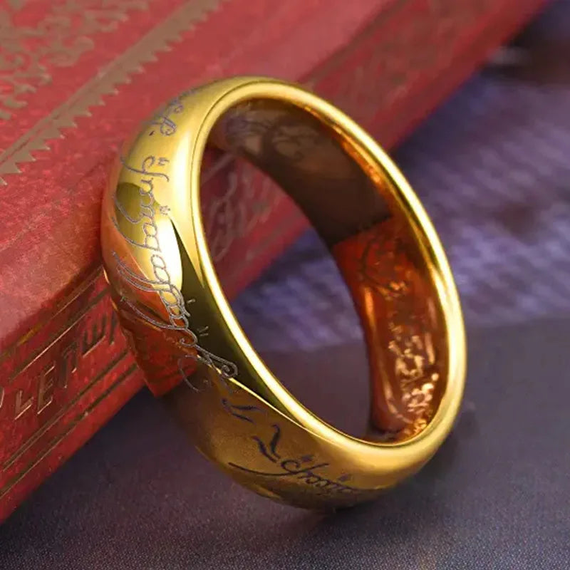 6mm de aço inoxidável gravura a laser casais requintados anéis de casamento, homens e mulheres moda filme jóias presentes atacado