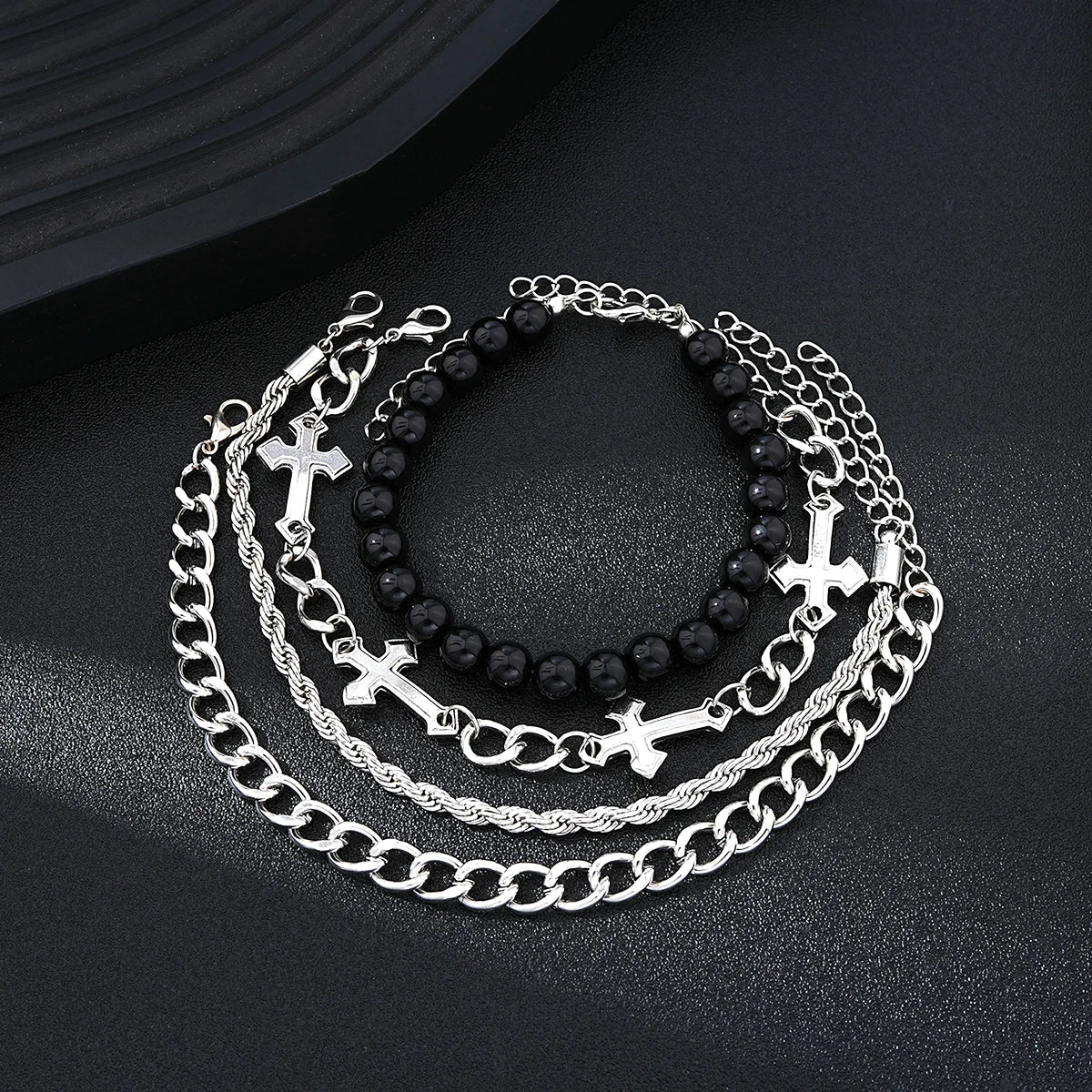 Conjunto de Pulseiras de Aço Inoxidável Unissex - Estilo Punk