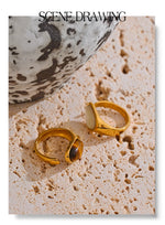 Yhpup 7 # Anel aberto de fundição de aço inoxidável, pedra de concha de tigre natural, fritilary, joias da moda para mulheres, novo