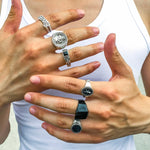 Conjunto de Anéis 6 Peças, Anéis Prata e Ouro, Anéis Prata, Anéis Ouro, Anéis Góticos, Anel Gótico, Anel de Ouro, Anel de Prata, Acessórios Punk, Loja Acessora 