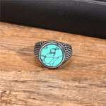 Anel Sinete Letapi com Pedra Semipreciosa e Aço Inoxidável