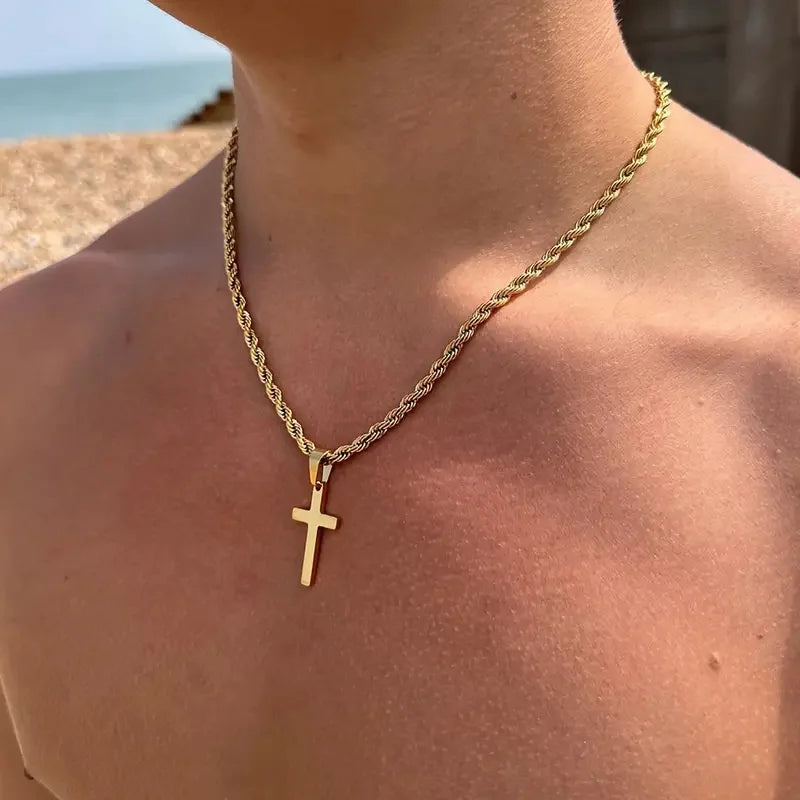 2024 nova cruz pingente colar para homens mulheres minimalista cor de ouro jóias masculino feminino colares gargantilhas presentes