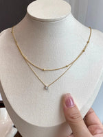 Gargantilha Dupla em Aço Inoxidável com Zircão, Colar Feminino, Colar Feminino de Aço Inox, Gargantilha de Aço Inox, Gargantilha Com Zircão, Loja Acessora 