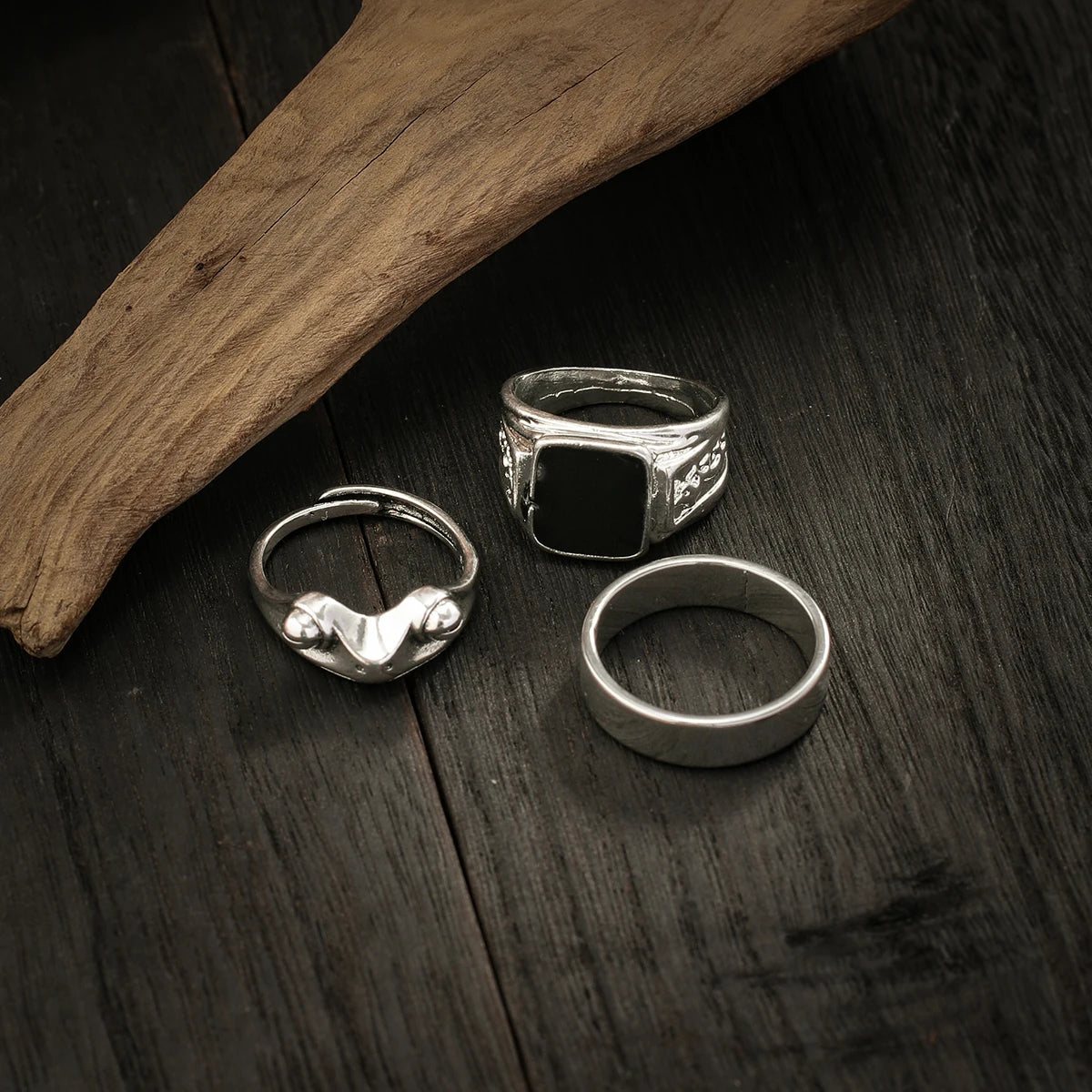 Conjunto de Anéis Góticos de Aço Inoxidável KunJoe