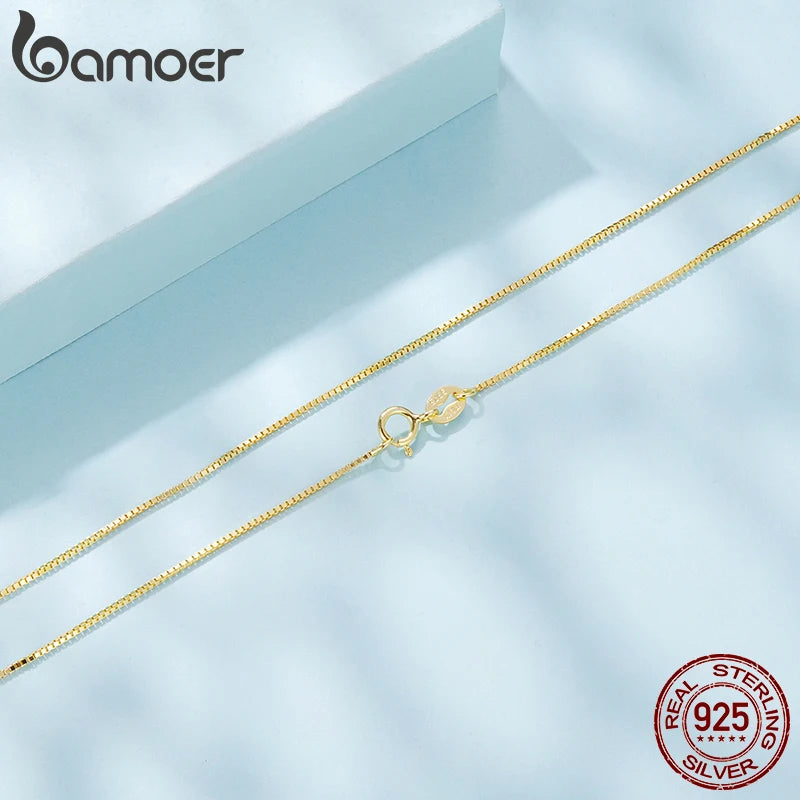 Colar de Prata Esterlina 925 Bamoer com Banho de Ouro