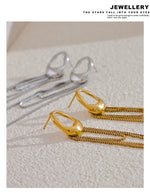 Brincos Geométricos de Aço inox Com Borla, Brinco de Aço Inox, Brincos Com Borla, Brinco Dourado, Brincos Geométricos de Aço inoxidável Com Borla, Loja Acessora 