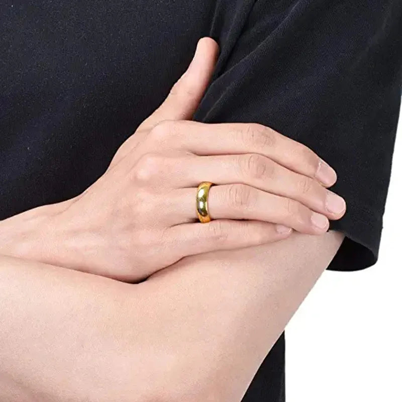 6mm de aço inoxidável gravura a laser casais requintados anéis de casamento, homens e mulheres moda filme jóias presentes atacado