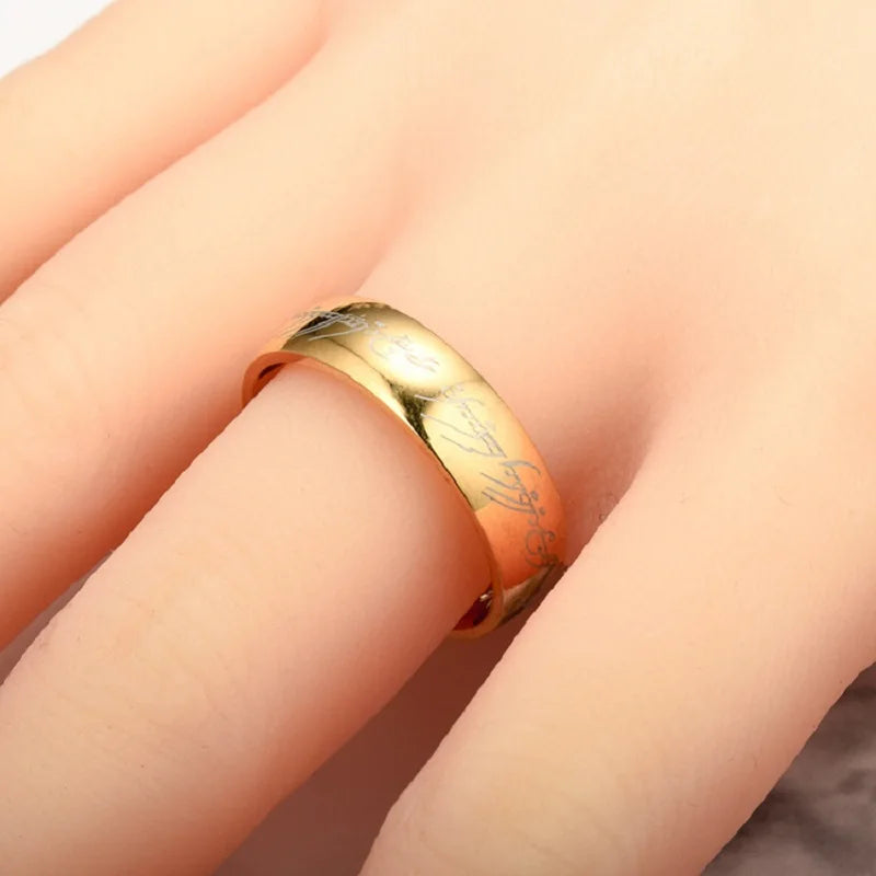6mm de aço inoxidável gravura a laser casais requintados anéis de casamento, homens e mulheres moda filme jóias presentes atacado