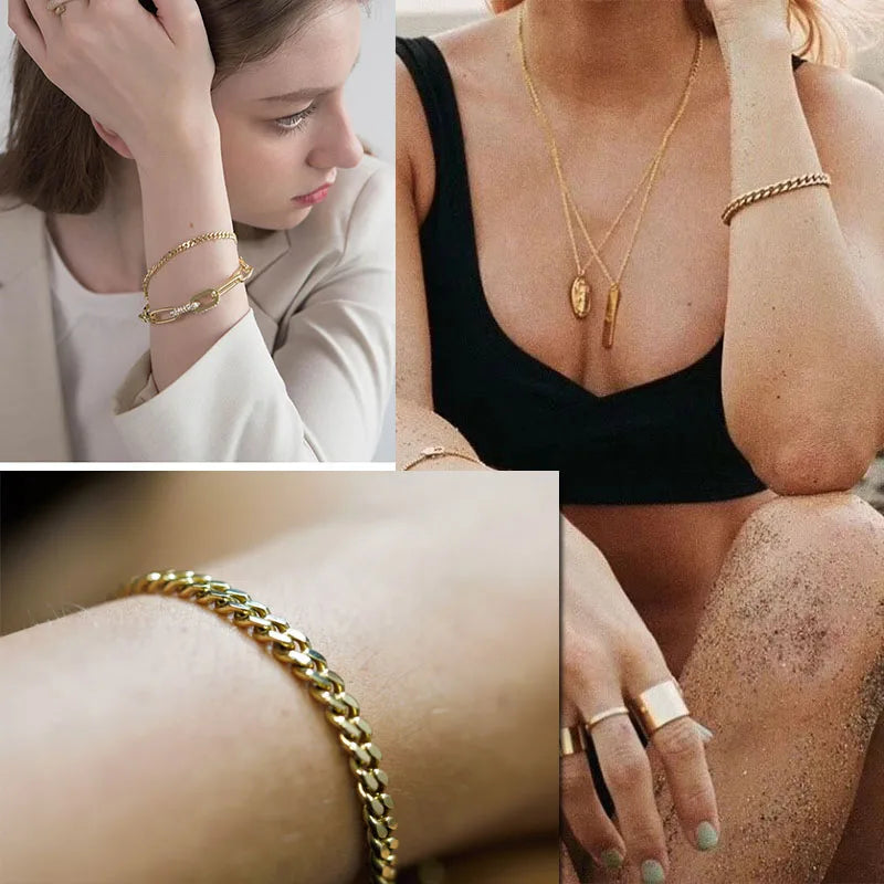 Pulseira Chunky Miami Curb VNOX - Estilo Punk em Aço Inoxidável