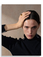 Yhpup 7 # Anel aberto de fundição de aço inoxidável, pedra de concha de tigre natural, fritilary, joias da moda para mulheres, novo