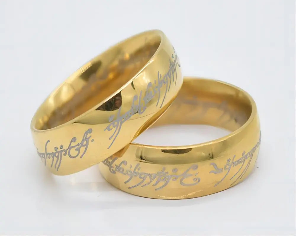 6mm de aço inoxidável gravura a laser casais requintados anéis de casamento, homens e mulheres moda filme jóias presentes atacado