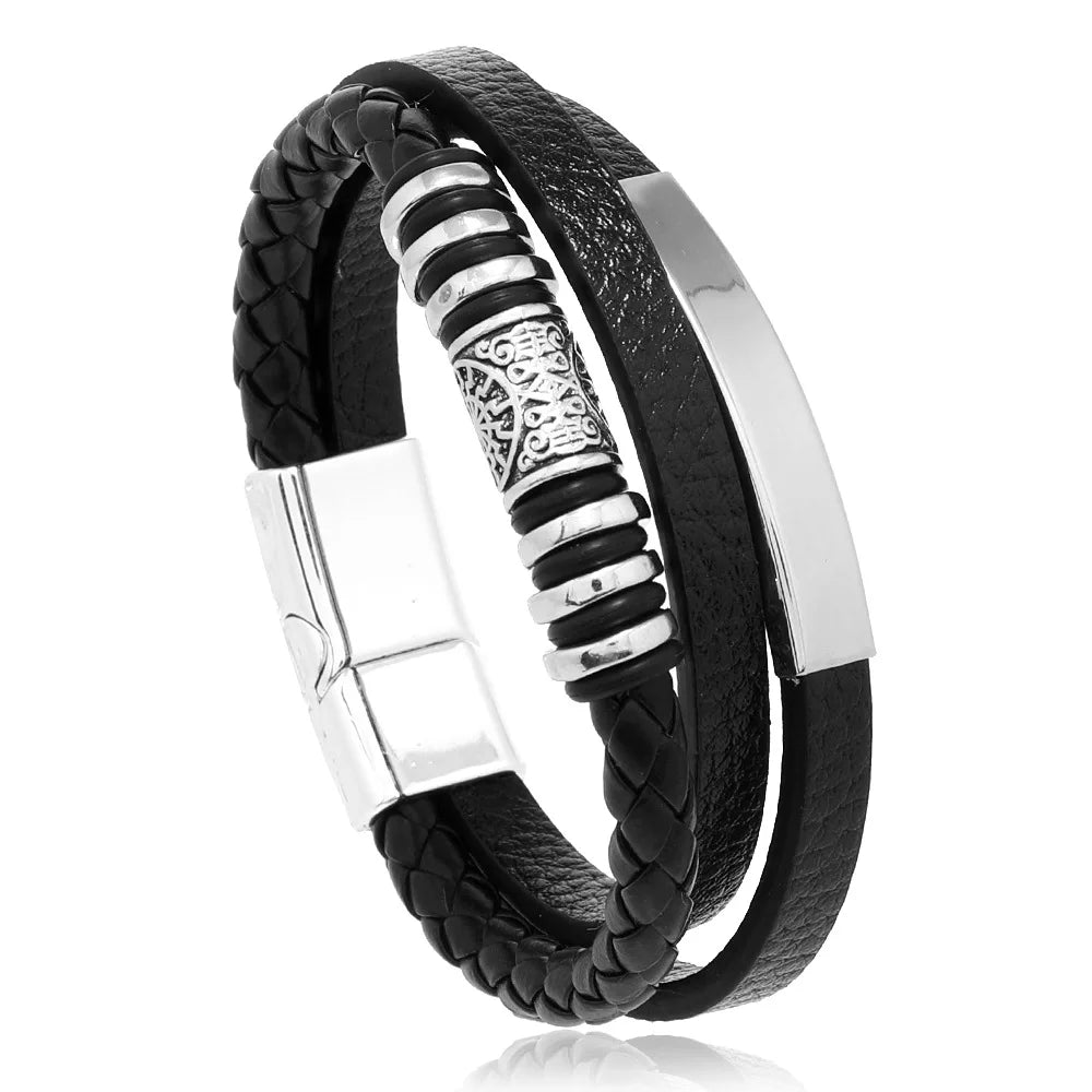 Pulseira de Couro Trançado, Pulseira de Couro, Pulseira de Couro Masculina, Pulseira Life Trançada em Couro, Pulseira Masculina Couro Trançado, Loja Acessora 