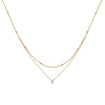 Gargantilha Dupla em Aço Inoxidável com Zircão, Colar Feminino, Colar Feminino de Aço Inox, Gargantilha de Aço Inox, Gargantilha Com Zircão, Loja Acessora 