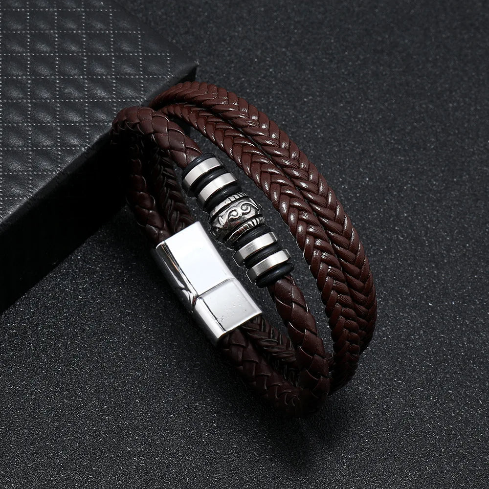 Pulseira de Couro Trançado, Pulseira de Couro, Pulseira de Couro Masculina, Pulseira Life Trançada em Couro, Pulseira Masculina Couro Trançado, Loja Acessora 