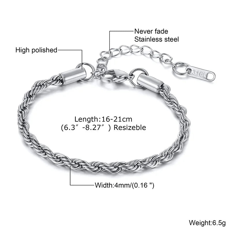 Pulseira Masculina Aço Inox, Pulseira Prata, Pulseira Masculina de Corrente, Pulseira de Aço Inox, Pulseira Masculina em Aço inoxidável, Loja Acessora 