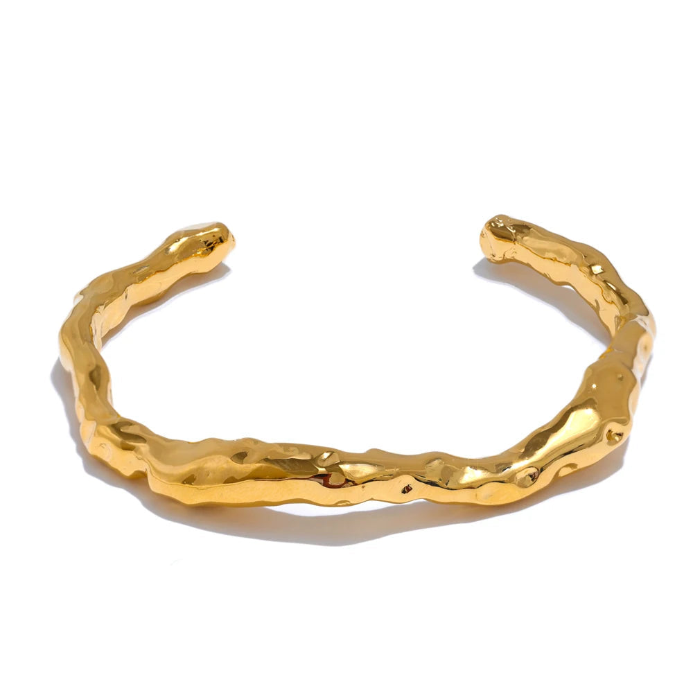 Yhpup 64mm minimalista aço inoxidável metal martelo manguito pulseira de pulso pulseira alta qualidade à prova ferrugem personalizado jóias presente