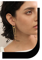 Brincos Geométricos de Aço inox Com Borla, Brinco de Aço Inox, Brincos Com Borla, Brinco Dourado, Brincos Geométricos de Aço inoxidável Com Borla, Loja Acessora 