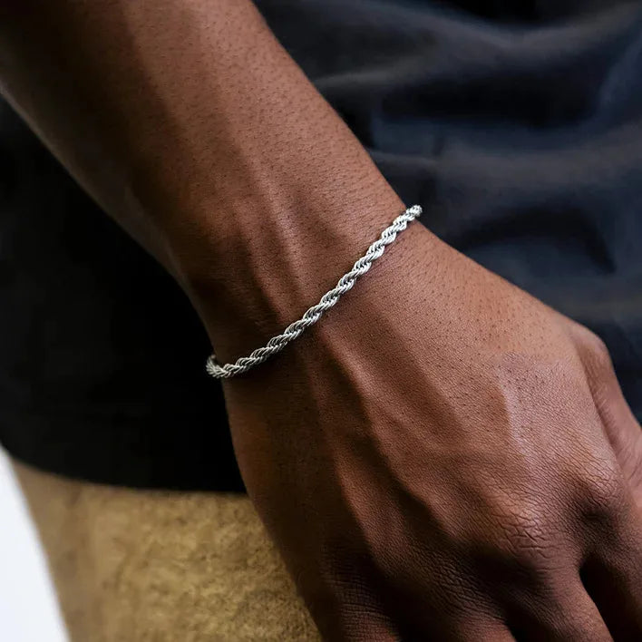 Pulseira Masculina Aço Inox, Pulseira Prata, Pulseira Masculina de Corrente, Pulseira de Aço Inox, Pulseira Masculina em Aço inoxidável, Loja Acessora 