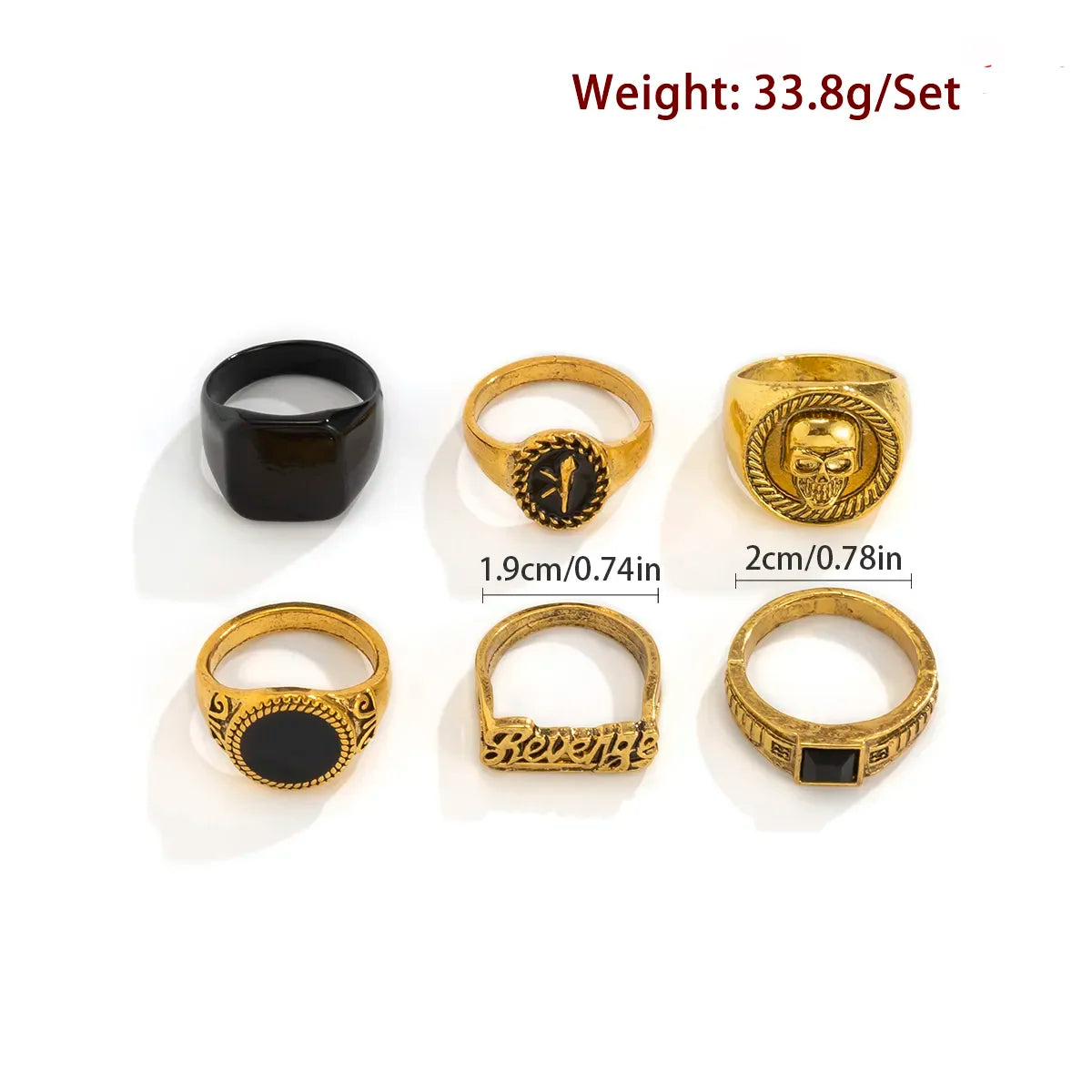 Conjunto vintage de anéis de esqueleto e caveira para homens e mulheres, cor prata antiga, joias punk, acessórios esculpidos, gótico, steampunk, conjunto de 6 peças