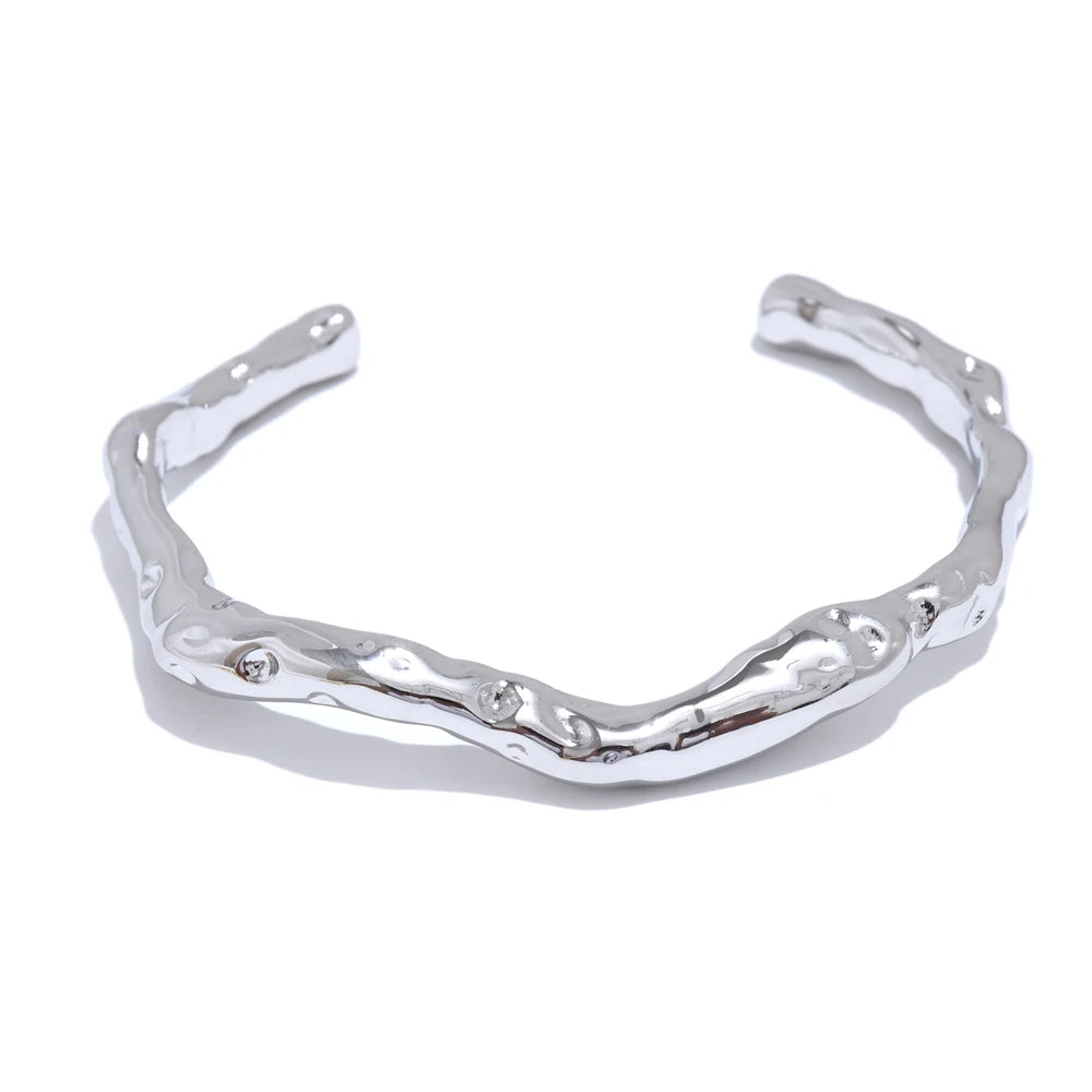 Yhpup 64mm minimalista aço inoxidável metal martelo manguito pulseira de pulso pulseira alta qualidade à prova ferrugem personalizado jóias presente