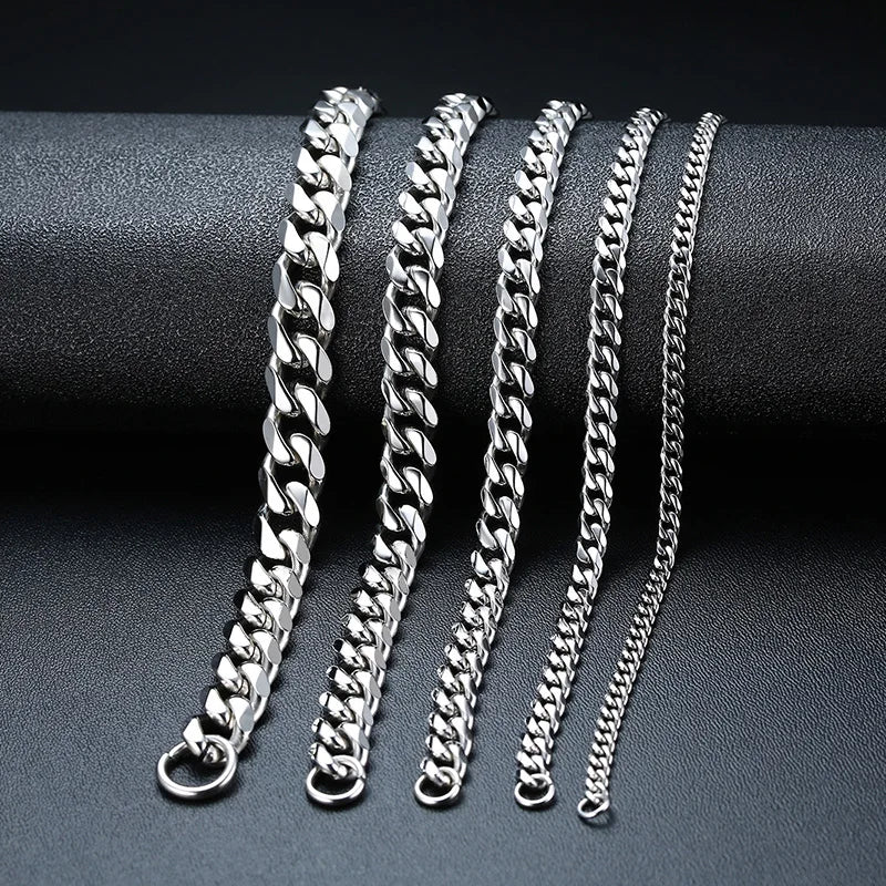 Pulseira Chunky Miami Curb VNOX - Estilo Punk em Aço Inoxidável