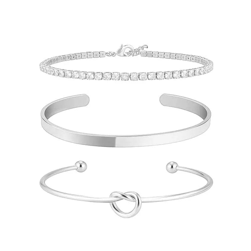 Conjunto Luxo: Pulseiras de Aço Banhadas a Ouro