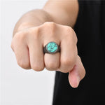 Anel Sinete Letapi com Pedra Semipreciosa e Aço Inoxidável