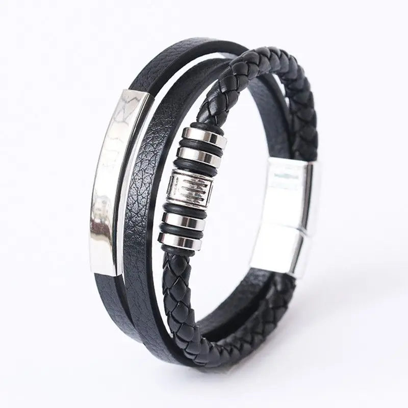 Pulseira de Couro Trançado, Pulseira de Couro, Pulseira de Couro Masculina, Pulseira Life Trançada em Couro, Pulseira Masculina Couro Trançado, Loja Acessora 