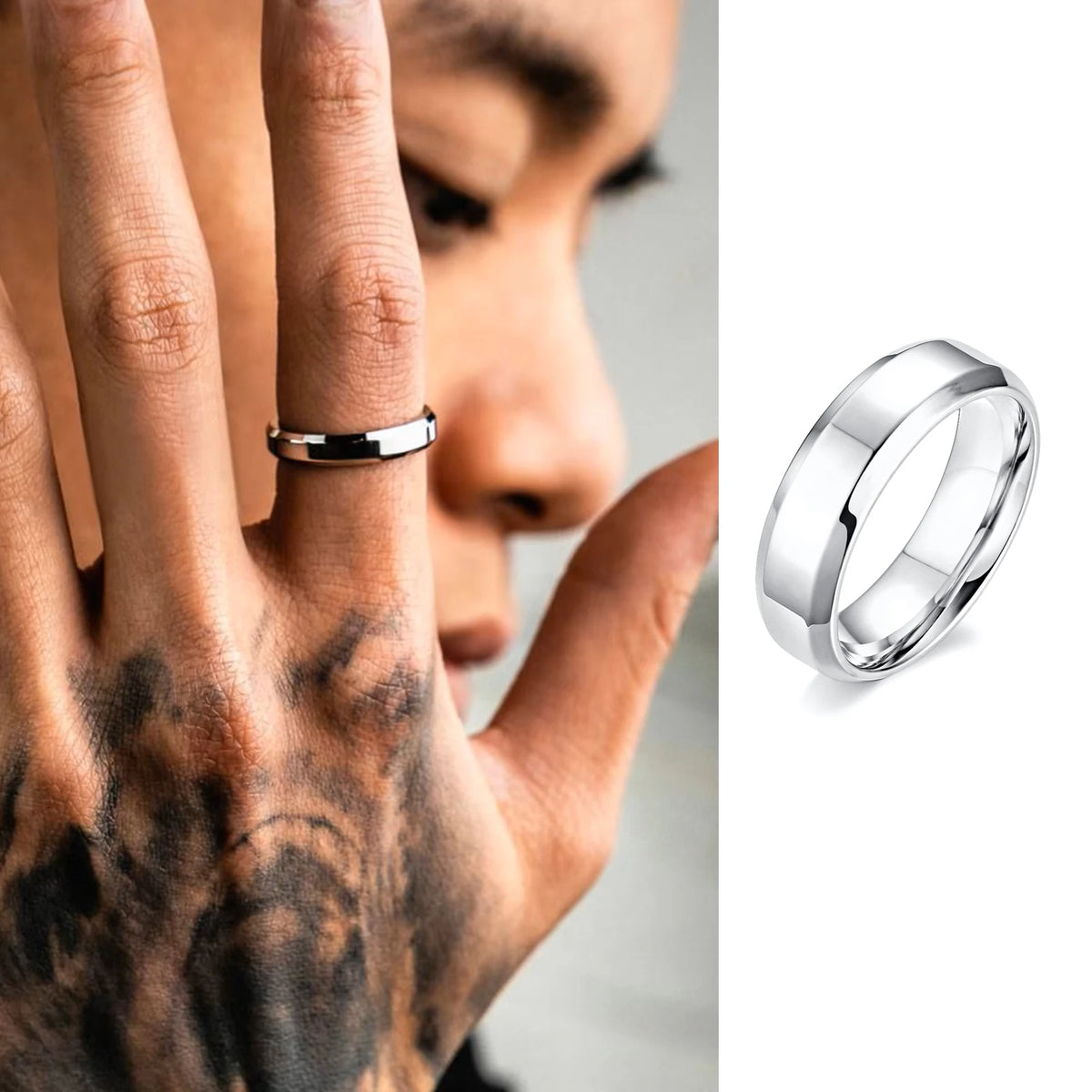 Anéis étnicos vintage para homens, Nó Viking Retro, Faixa de Dedo, Pedra Quadrada Geométrica Preta, Anel de Sinete, Jóias Punk