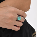 Anel Sinete Letapi com Pedra Semipreciosa e Aço Inoxidável