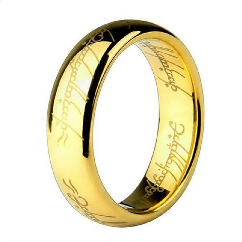 6mm de aço inoxidável gravura a laser casais requintados anéis de casamento, homens e mulheres moda filme jóias presentes atacado