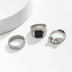 Anel de Aço Inoxidável, Anel de Aço Inox, Conjunto de Anéis Góticos de Aço Inoxidável, Anel Estilo Punk, Loja Acessora 