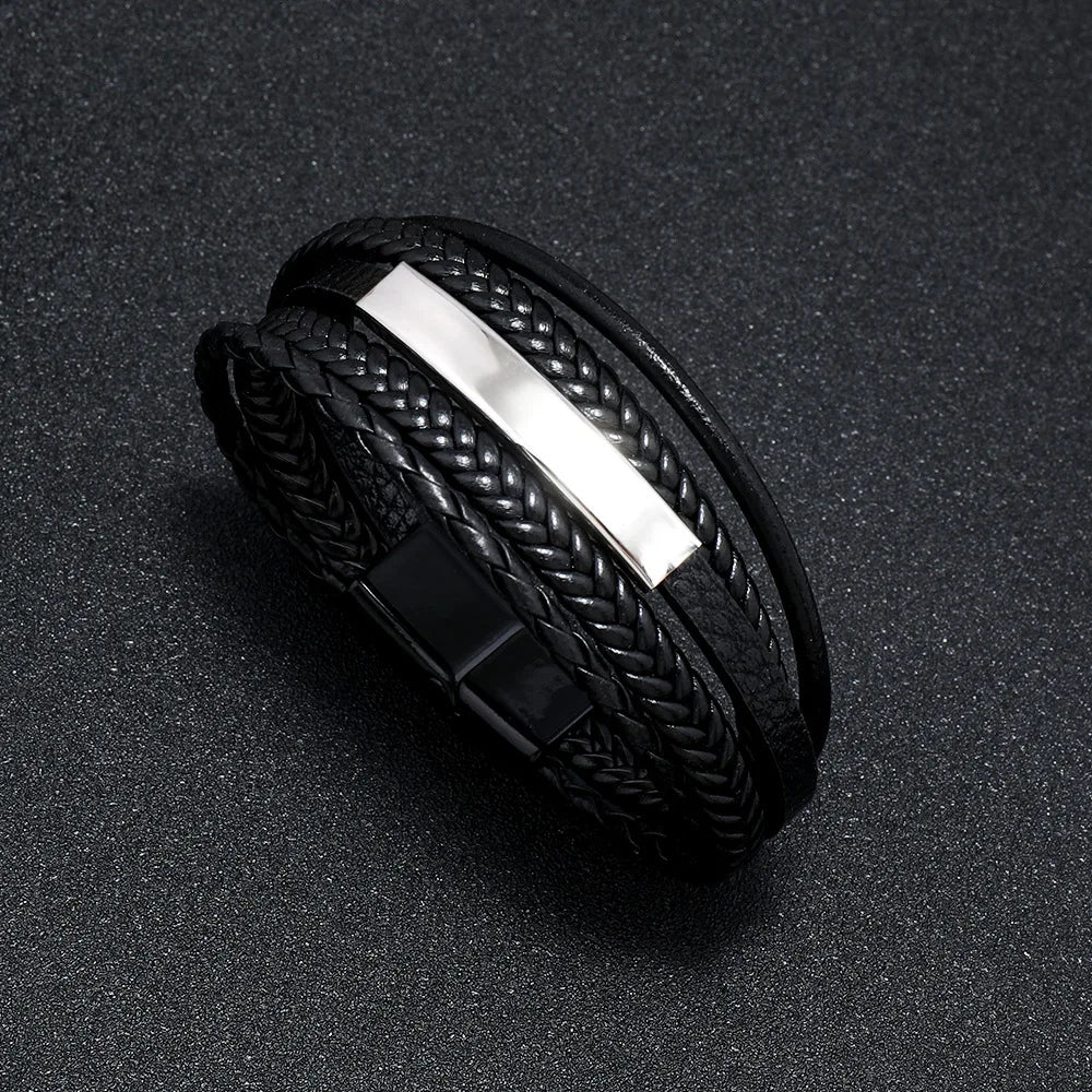 Pulseira de Couro Trançado, Pulseira de Couro, Pulseira de Couro Masculina, Pulseira Life Trançada em Couro, Pulseira Masculina Couro Trançado, Loja Acessora 