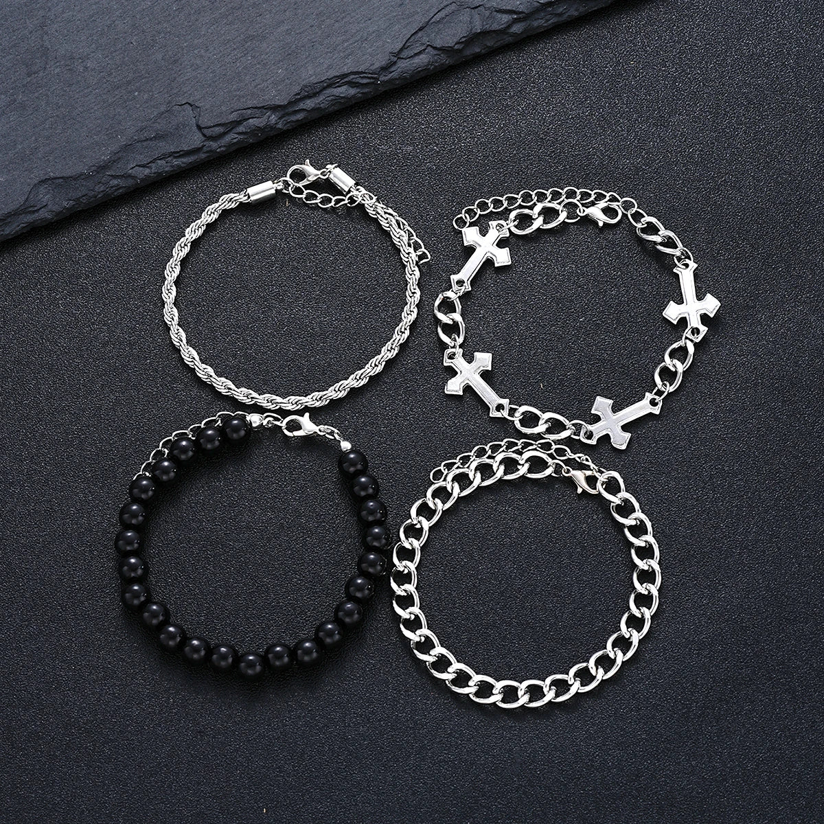 Conjunto de Pulseiras de Aço Inoxidável Unissex - Estilo Punk