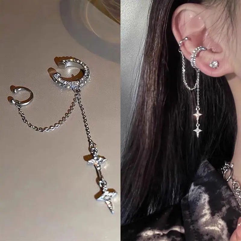 Brinco Estrela, Brinco Clipe Estrela, Brinco de Estrela, Brinco Estrela Com Borla, Brinco de Estrela Prata, Brinco Life Estrela, Falso piercing Loja Acessora 