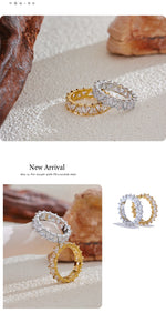 Yhpup anel brilhante de aço inoxidável, delicado, coração brilhante, zircônia cúbica, moda feminina, temperamento de alta qualidade, joias premium