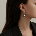 Brincos Longos de Prata Esterlina, Brincos Longos de Prata Esterlina Com Pérola, Brinco Com Pérola, Par de Brincos Longos de Prata, Par de Brincos Longos Com Prata Esterlina S925, Loja Acessora 