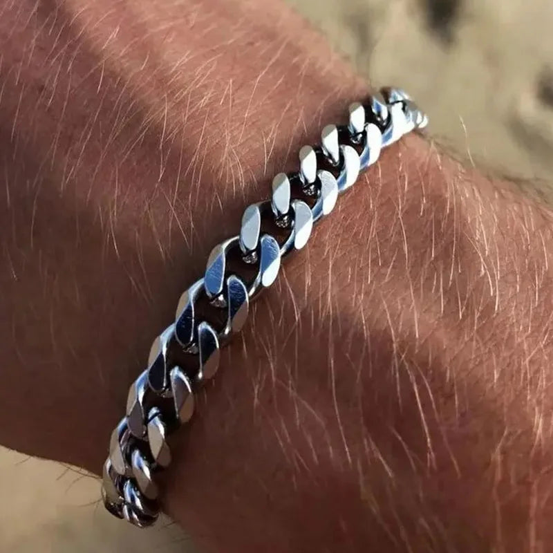 Pulseira Chunky Miami Curb VNOX - Estilo Punk em Aço Inoxidável