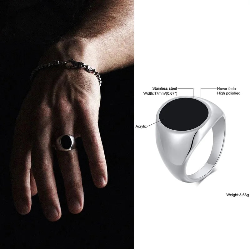 Anéis étnicos vintage para homens, Nó Viking Retro, Faixa de Dedo, Pedra Quadrada Geométrica Preta, Anel de Sinete, Jóias Punk