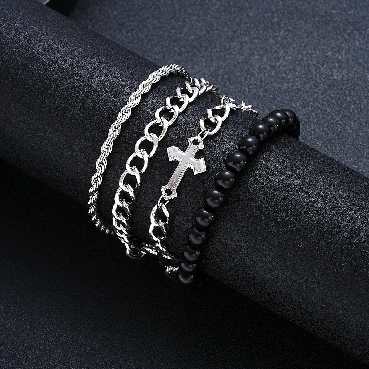 Conjunto de Pulseiras de Aço Inoxidável Unissex - Estilo Punk