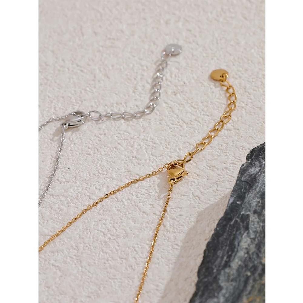 Yhpup fino chique 316l aço inoxidável corrente longa colar requintado para mulheres à prova dwaterproof água jóias diárias bijoux presente