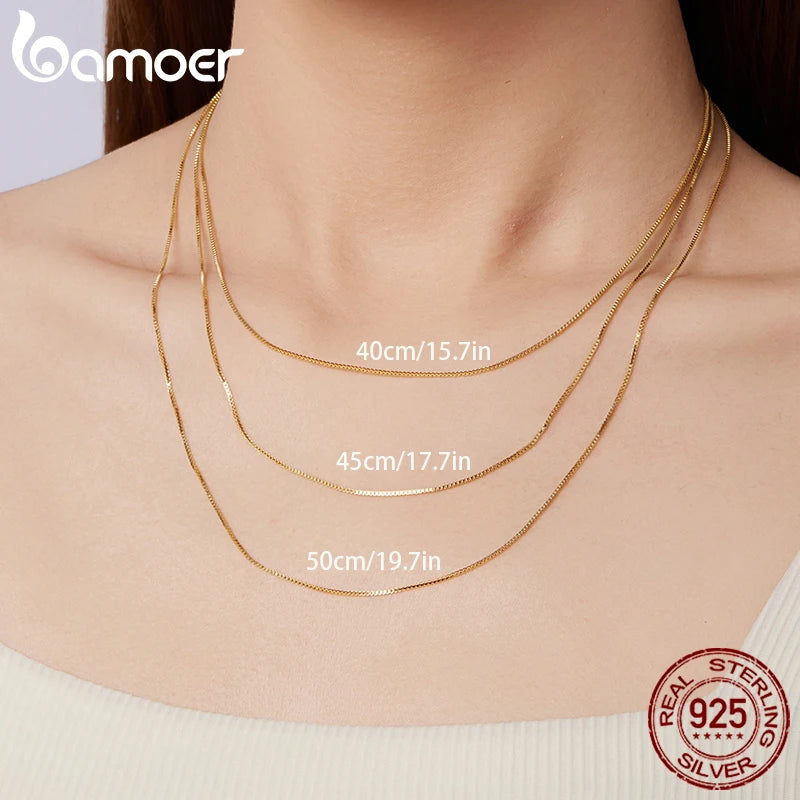 Colar de Prata Esterlina 925 Bamoer com Banho de Ouro